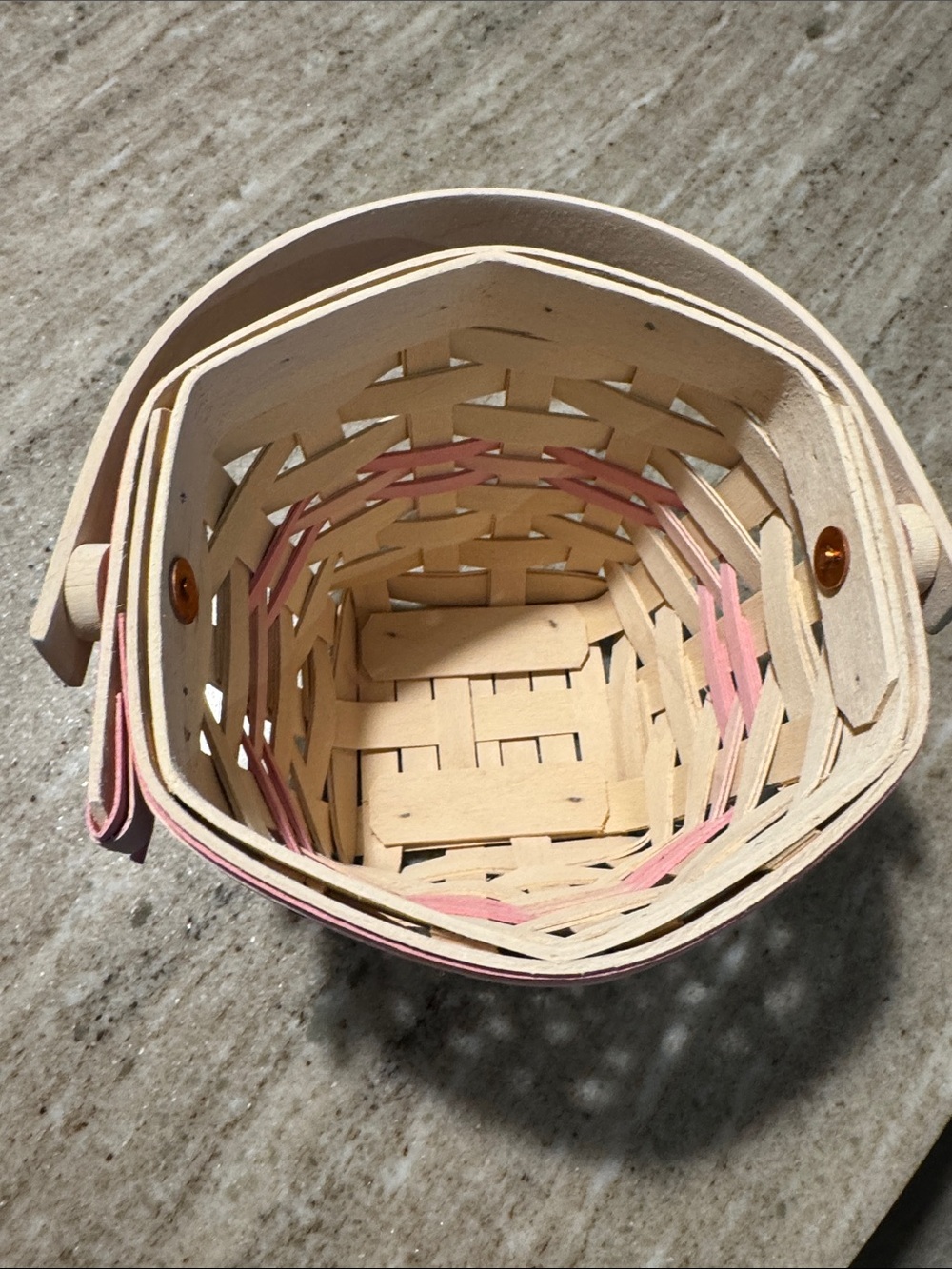 Longaberger Basket with Pink Floral Liner - Picture 6 of 8